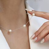 925 Ayar Gümüş Creamrose Tatlısu İncisi Kolye-8mm