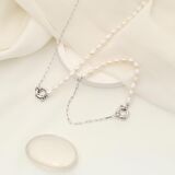 925 Ayar Gümüş Barock White Tatlısu İncisi Kolye-5mm