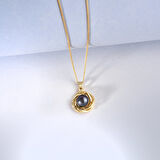 14 Ayar Mikron Kaplama Doğal ve Gerçek Siyah İnci Detaylı Çift Döngü Gümüş Kolye - CNP00156