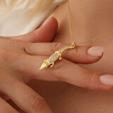 925 Ayar Gümüş Taşlı Timsah Kolye