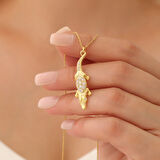 925 Ayar Gümüş Taşlı Timsah Kolye