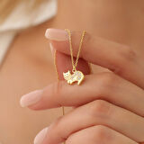 925 Ayar Gümüş Taşlı Kedi Figürü Kolye