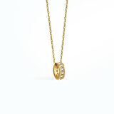 14 Ayar Altın Kaplama Kişiselleştirilebilir Minimal Taşlı Halka Gümüş Kolye - CNS00617