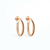 14 Ayar Altın Kaplama Modern Oval Çivili Gümüş Küpe - E00285