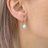 925 Ayar Gümüş Barock Fresh Blue Tatlısu İncisi Küpe-8mm