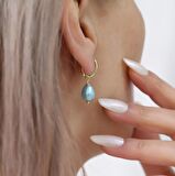 925 Ayar Gümüş Barock Fresh Blue Tatlısu İncisi Küpe-8mm