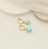 925 Ayar Gümüş Barock Fresh Blue Tatlısu İncisi Küpe-8mm