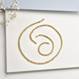 14 Ayar Altın Kaplama İtalyan Gösterişli ve Hafif Zincir Gümüş Kolye - NP00101