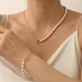 925 Ayar Gümüş Creamrose Tatlı Su İncisi Set-7.50mm