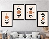 BOHEM İSKANDİNAV AY VE GÜNEŞ TEMALI ÇERÇEVELİ POSTER TABLO SET