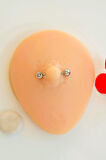 Gold Renk Minimal Tektaşlı Çelik Nipple Piercing Tektaşlı Top Model Meme Ucu Piercingi