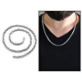 Nipora Silver Renk Kalınlık 5 mm 317L Çelik Erkek Kral Zincir Kolye
