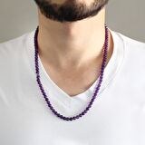Nipora Hem Bileklik - Hem Kolye - Hem Tesbih 99'lu Mor Ametist Doğaltaş Aksesuar