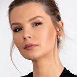 Nipora Starlight Diamond Zirkon Taşlı Mikro Halka Tasarım 925 Ayar Gümüş Küpe
