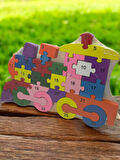  Ahşap Tren Figürlü Puzzle Yapboz 
