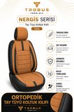 Renault Symbol 2008 Sonrası Uyumlu Nergis Serisi Taba Siyah Ortopedik Tay Tüyü Koltuk Kılıfı