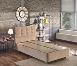 Niron Yatak Polo Tek Kişilik Sütlü Kahve Baza + Başlık 120 x 200 cm