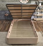 Niron Yatak Rama Tek Kişilik Sütlü Kahve Baza + Başlık 120 x 200 cm