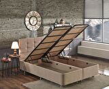 Niron Yatak Ela Çift Kişilik Sütlü Kahve Baza + Başlık 180 x 200 cm