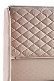 Baklava Lüks Baza ve Başlık Seti 90x190 cm Tek Kişilik Metal Baza ve Başlık Takımı Krem Kumaş