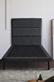 Niron Slim Baza ve Başlık Takımı 80x180 Tek Kişilik Gri Kumaş Kaplı Metal Karyola ve Başlık Seti