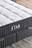 Star Yatak Seti 90x190 cm Tek Kişilik Yaylı Sert Ortopedik Yatak Antrasit Lüks Baza Başlık Takımı