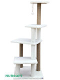 Katlı Büyük Boy Kedi Tırmalama Tahtası Jüt İpli Welsoft Kumaşlı Oyun Alanı Beyaz