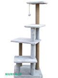 Katlı Büyük Boy Kedi Tırmalama Tahtası Jüt İpli Welsoft Kumaşlı Oyun Alanı Gri