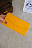 Telefon Bölmeli Hakiki Deri Kadın Cüzdan Sarı