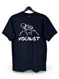Vokalist Müzik Baskılı Loose Fit Bisiklet Yaka Unisex Tişört Siyah