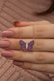 925 Ayar Pembe Kelebek Kolye Kadın Gümüş Kolye