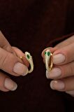 925 Ayar Gold Yılan Tasarım Küpe Kadın Gümüş Küpe