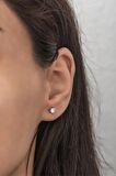925 Ayar Gümüş Pırlanta Montür 4 mm Tektaş Küpe