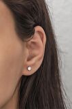 925 Ayar Gümüş Rose Pırlanta Montür 4 mm Tektaş Küpe