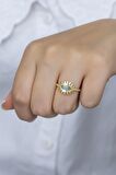 925 Ayar Ayarlanabilir Gold Opal Taşlı Göz Gümüş Yüzük