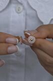 925 Ayar Gümüş Rose Zirkon Taşlı Yuvarlak Küpe