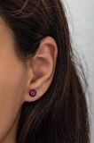 925 Ayar Gümüş Minik Pembe Taşlı Top Küpe