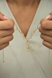 925 Ayar Gümüş Gold Zirkon Damla Taşlı Sarmaşık Kolye
