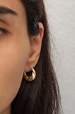 925 Ayar Gümüş Gold Burgu Model Şarnel Küpe