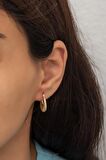 925 Ayar Gümüş Gold Çizgili Şarnel Küpe