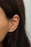 925 Ayar Gümüş Minimal Mineli Damla Model Küpe