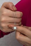 925 Ayar Gümüş Beyaz Opal Taşlı Kutup Yıldızı Kolye