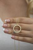 925 Ayar Gümüş Gold Kaplama Çerçeveli Çeyreklik Kolye