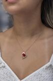 925 Ayar Gümüş Rose Kırmızı Gül Kalp Kolye