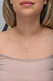 925 Ayar Gümüş Rose Kaplama Zirkon Taşlı Minimal Kalp Kolye