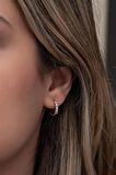 925 Ayar Gümüş Zirkon 5 Taşlı 12 Mm Yarım Tur  Küpe