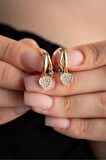 925 Ayar Gümüş Gold Mistik Topaz Taşlı 12 mm Kalpli  Küpe