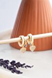 925 Ayar Gümüş Gold Mistik Topaz Taşlı 12 mm Kalpli  Küpe