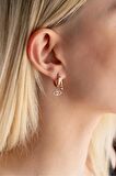 925 Ayar Gümüş Rose Mistik Topaz Taşlı 12 mm Göz Küpe