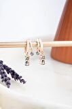 925 Ayar Gümüş Rose Mistik Topaz Taşlı 12 mm Kedi Küpe